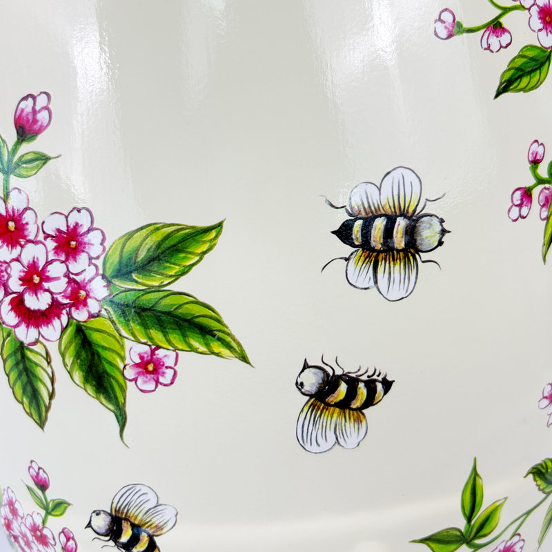 Tabouret en céramique fleur et oiseau