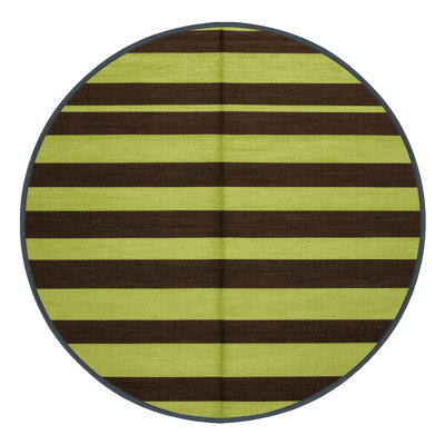 Machine Washable Horizontal Stripes Brown Area Rug