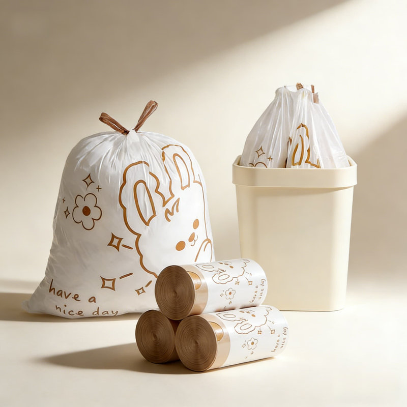 Mignons sacs à poubelle à cordon de serrage à motif de lapin, doublure de poubelle robuste résistante à la déchirure de 4 gallons pour salle de bain, chambre à coucher, bureau, 180 unités