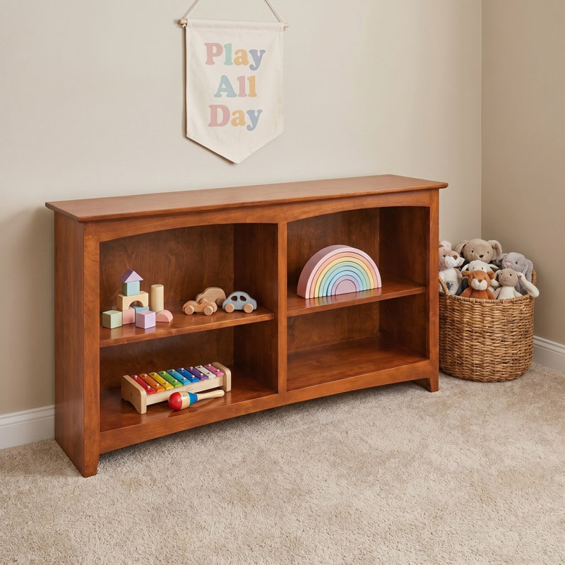 Malani 36" H Solid Wood Classic Bookcase, Antique Cherry, (2 Shelves) 29"H x 49.75"W x 12.875"D
