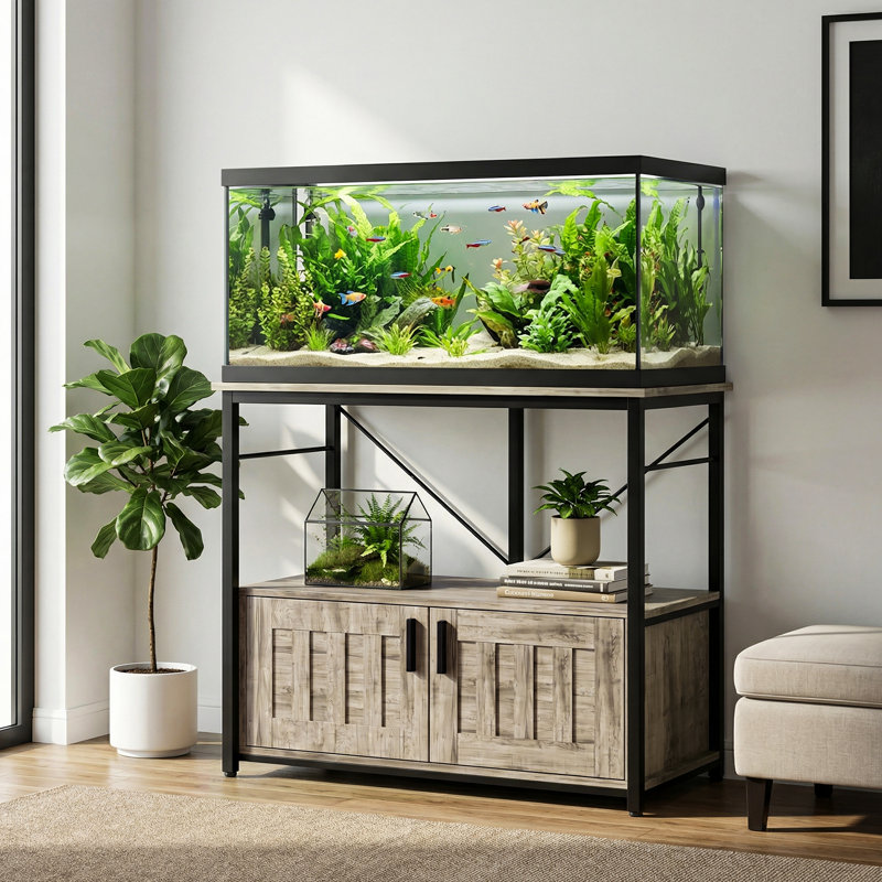 Support d'aquarium 40-50 gallons, support d'aquarium avec armoire de rangement, Taupe