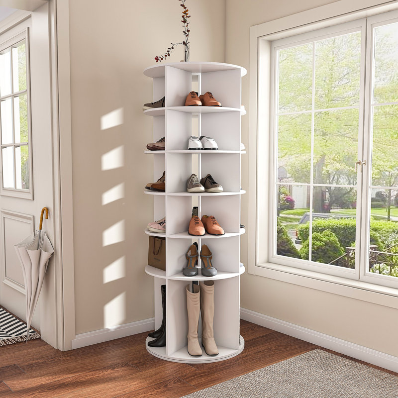 Étagère à chaussures rotative, étagère à chaussures rotative à 6 niveaux, organisateur de chaussures pivotant sur 360 ° autoportant, tour de chaussures à conception à bas haut