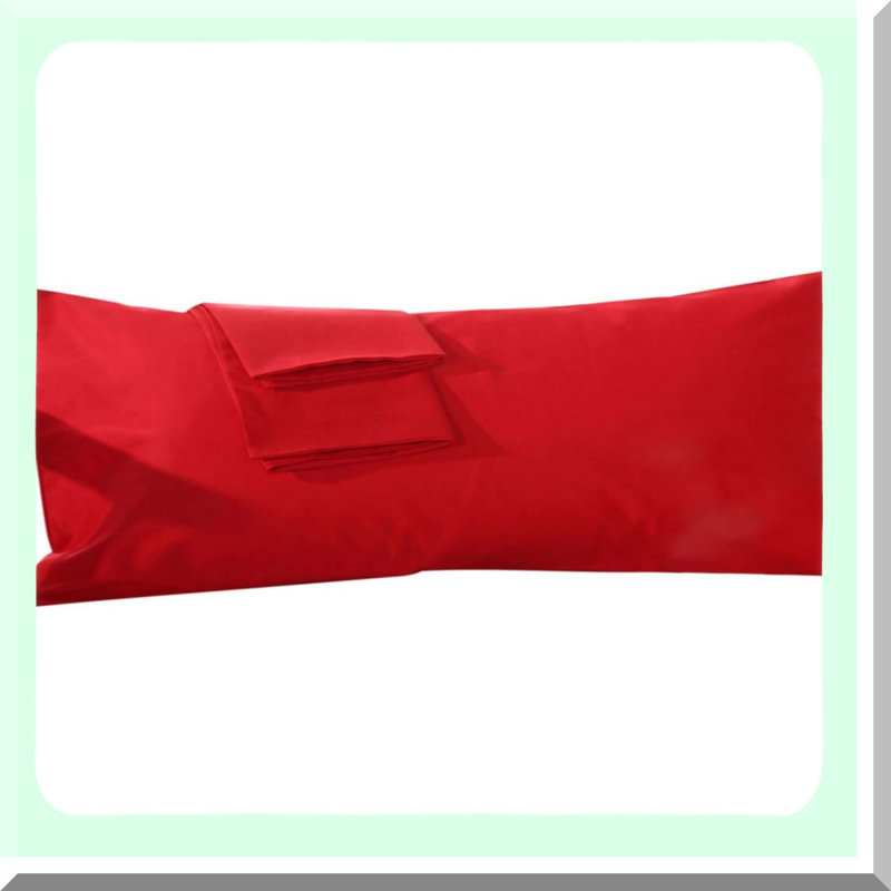 Luxury Soft Zippered Body Pillowcase - 500 Thread Count Red Cover - Breathable Pillow Case Set - Comfortable Sleep Solution