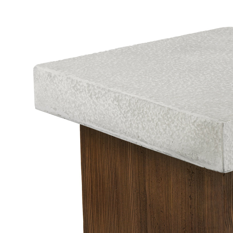 Table d'appoint carrée en simili pierre et en bois MGO, durable et polyvalente pour une utilisation intérieure et extérieure