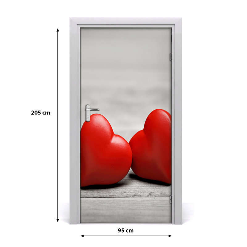 Heart On Wood Door Decal, 205cm H x 95cm W