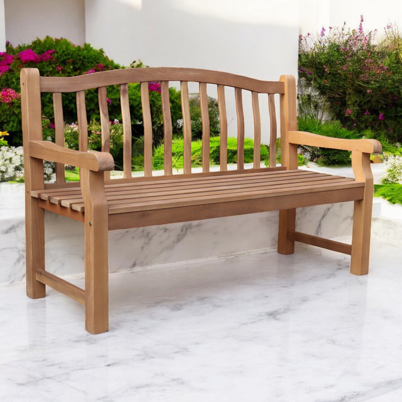 Solid Wood Teak Outdoor Bench, 96cm H x 145cm W x 61cm D