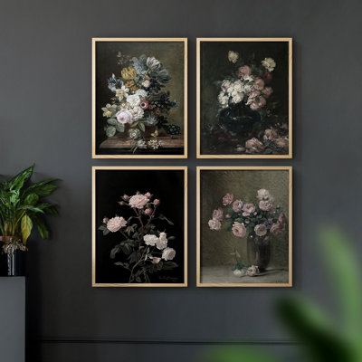 «Vintage Floral Print Lxxv», 4 pièces sur papier