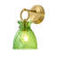 Applique murale moderne 1 lumière dorée avec abat-jour en verre rayé vert-1074171940