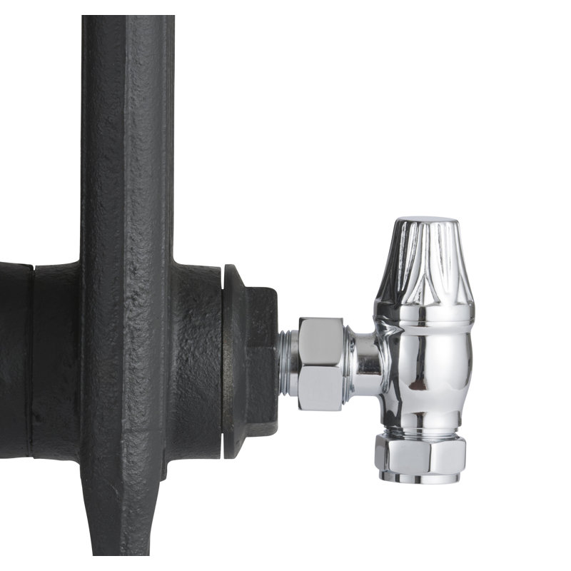 Abbotsford Heating Manual Radiator Valve with Ornate Wheel Head & Lockshield, Chrome