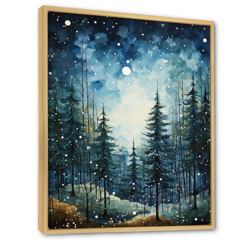 «Winter Snowy Evergreen I - Winter Landscape», reproduction sur toile, H 44 po x l 34 po x P 1,5 po, Cadre flottant érable