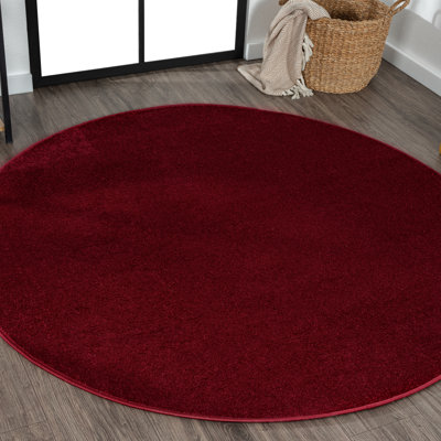 Arbelle Solid Low-Pile Dark Red Rug