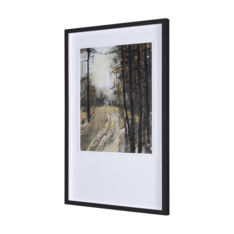 Forest View I a Hand Embelished Textured Framed Art Print Matted under Glass