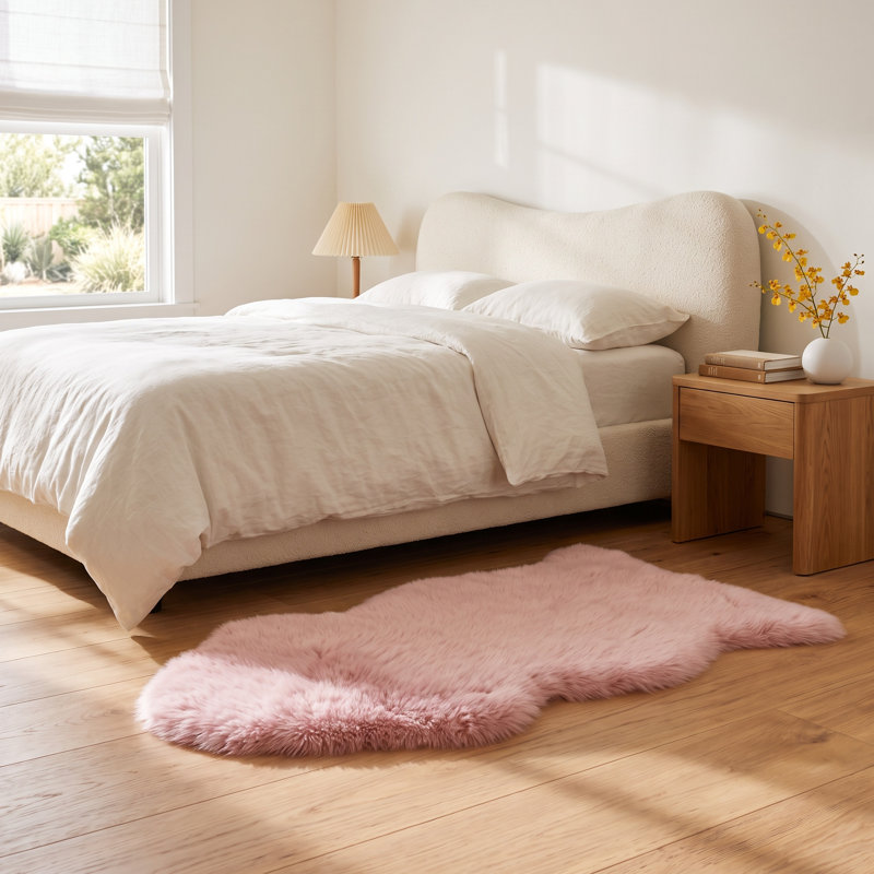 Gladbrook Sheepskin Area Rug In Rosa Pink, Novelty 2''x3''