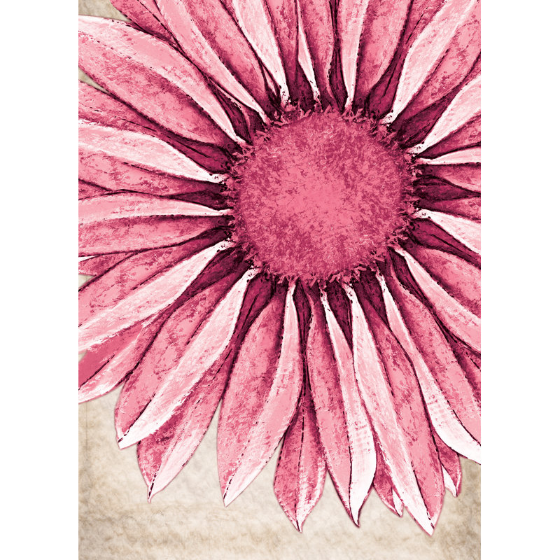 Fleur rose en gros plan - peinture sur toile tendue, H 36 po x l 24 po