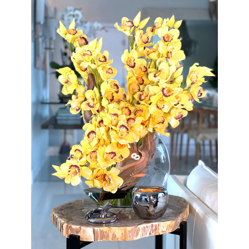 Cymbidiums In Moon Vase, Yellow