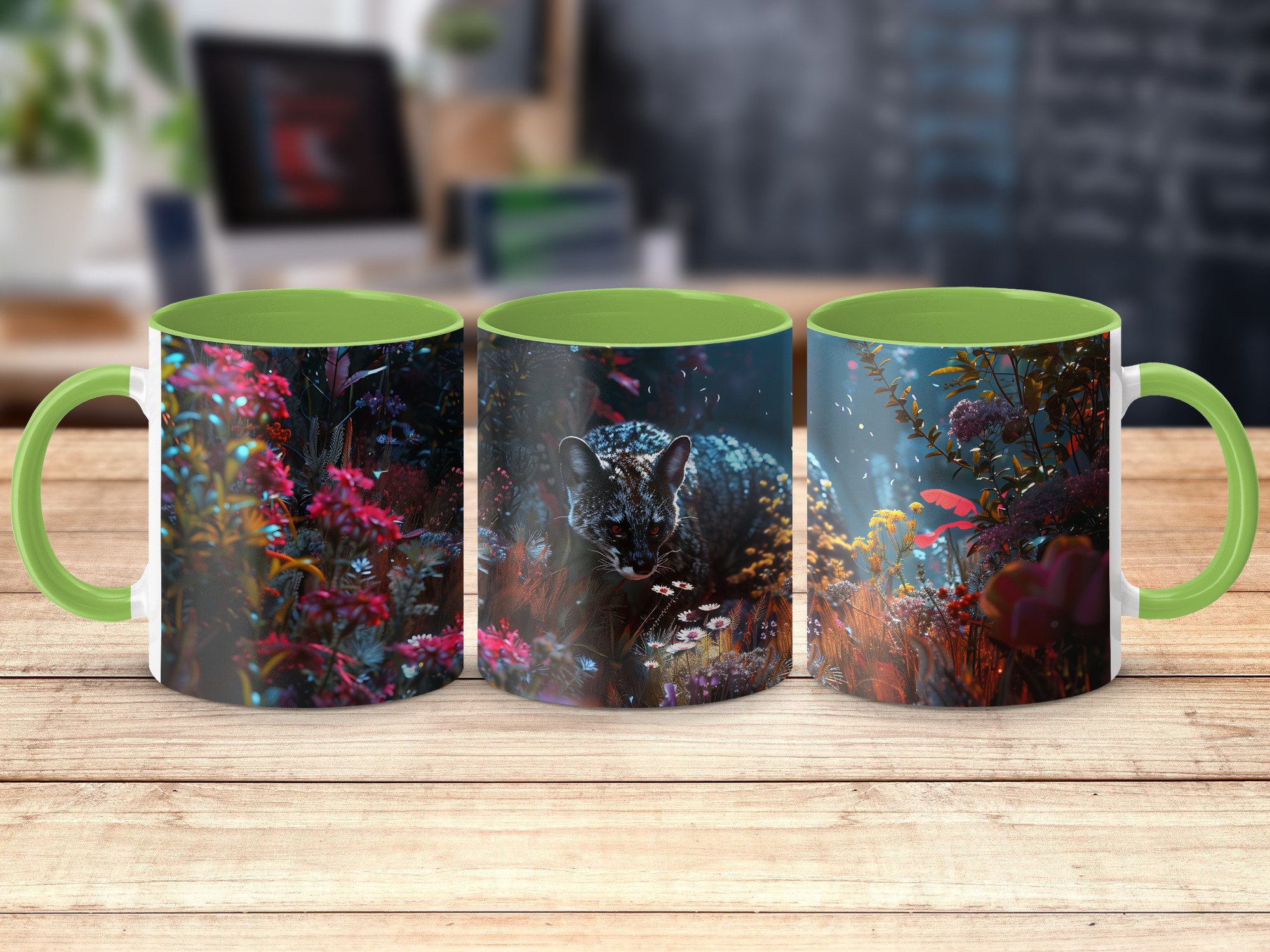 East Urban Home Animal Design 11oz Accent Mugs – White Ceramic Coffee ...