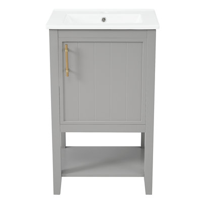 Meuble-lavabo 20 po avec comptoir en céramique, armoire et tablette ouverte