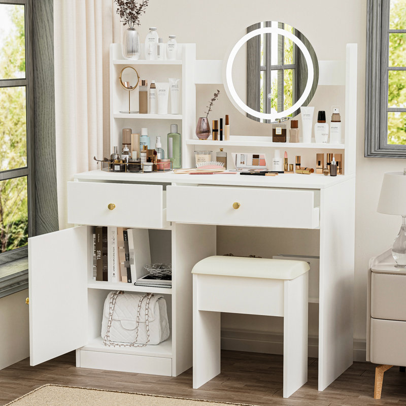 Meuble-lavabo de chambre à coucher avec miroir et lumières de conception moderne