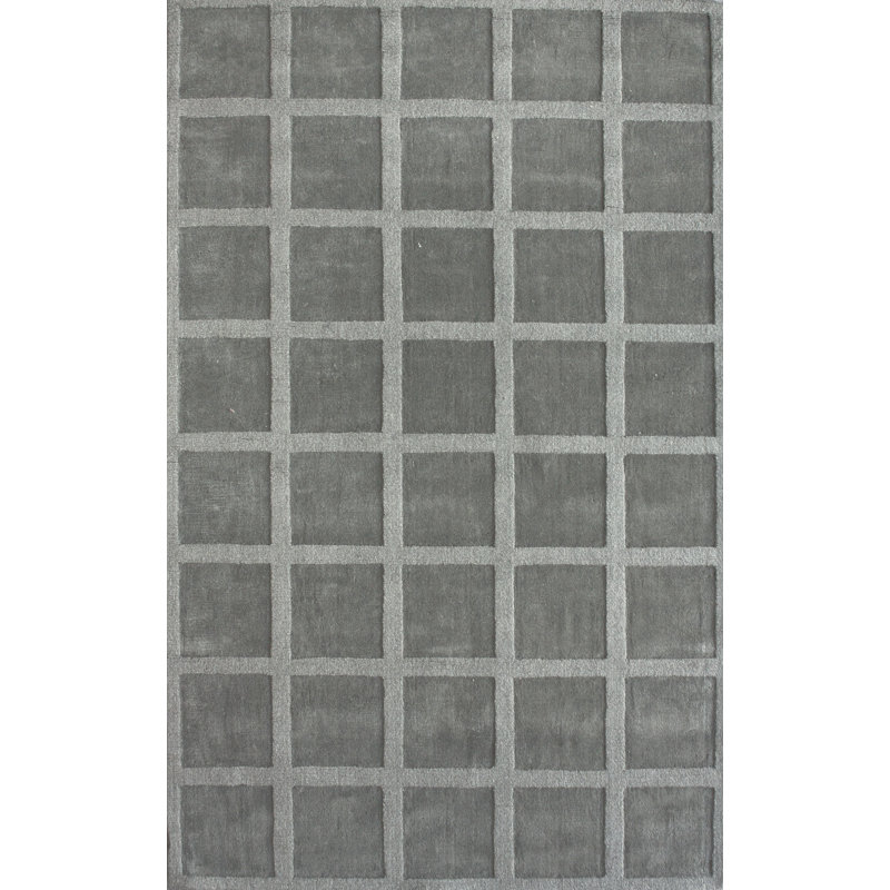 Tapis gris Migdalia Stenzo, Rectangle 8 pi x 10 pi