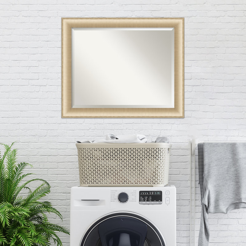 Miroir d'appoint mural en plastique Jonnie, 45" x 35", Brushed Gold