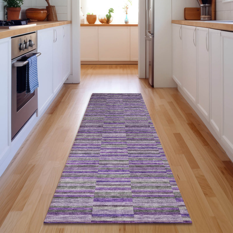 Premium Machine Washable Prisco Purple Rug, Runner 2'3" x 7'6"