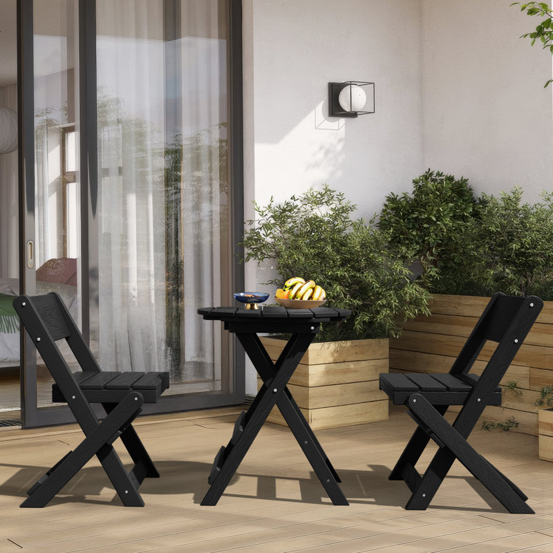 2-Person HDPE Round Outdoor Folding Dining Set
