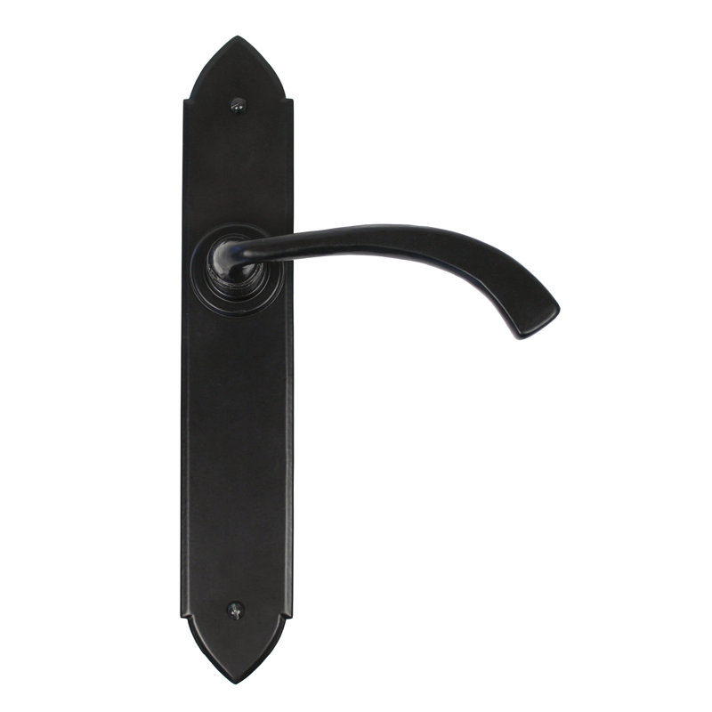 Gothic Curved Sprung Lever Latch Set, Black, Right