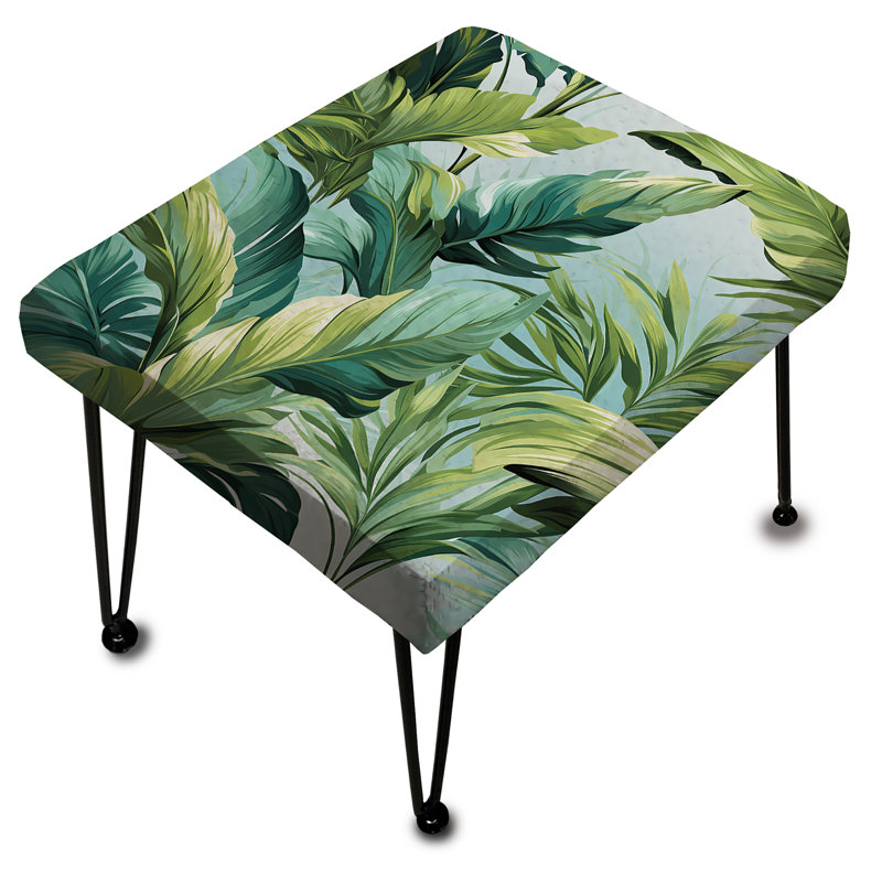 Palm Mirage Tropical Pattern - Tropical Rectangle Ottoman