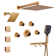 Wall Mounted Dual Shower Head Thermostatic Rainfall Shower System with 3 Body Jets and Storage Shelf