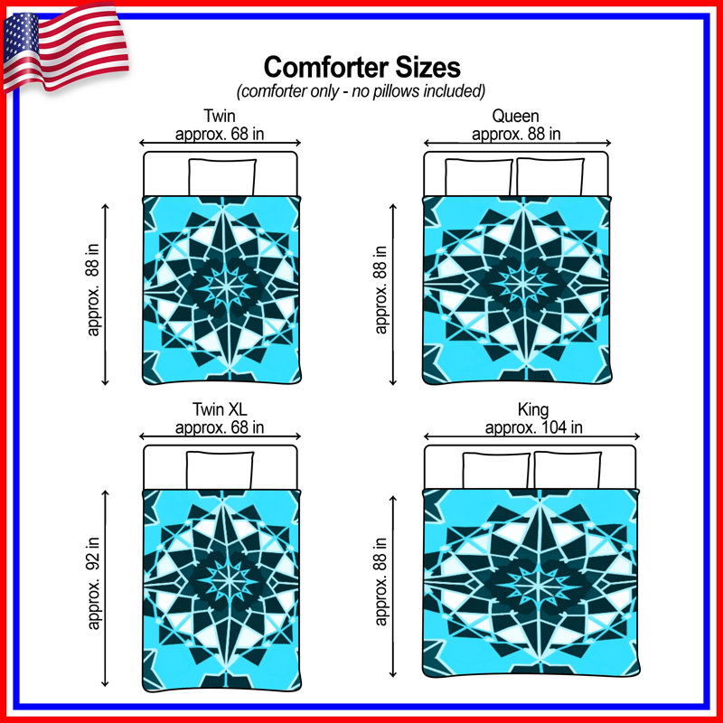 Blue Geometric Mandala Comforter, Twin