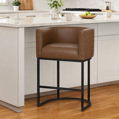 Tabouret rembourré à hauteur de comptoir avec structure en métal
