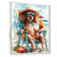Caniche brun sur la plage relaxant-134347450-134347451