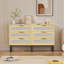 Commode 6 tiroirs pour chambre à coucher, commode 6 tiroirs avec tissu en lin