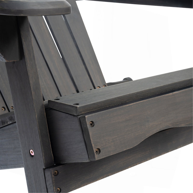 Chaise Adirondack pliable rustique en bois d'acacia pour le confort extérieur, Gris foncé