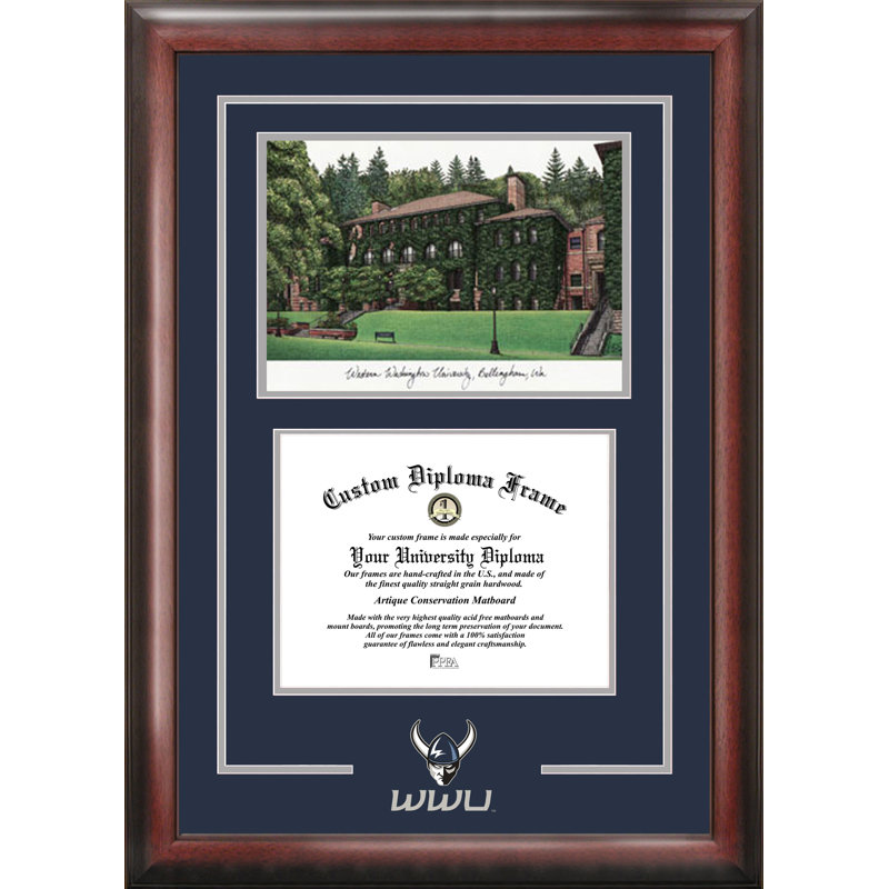 Cadre de lithographie en diplôme de vikings western washington avec images de campus NCAA