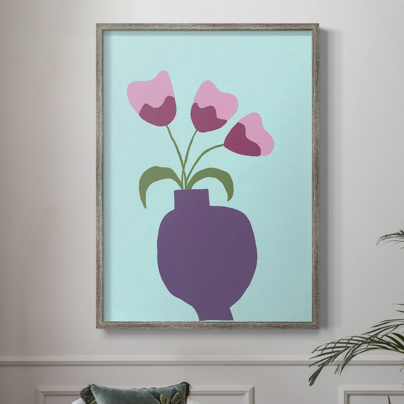 «Modern Blooms I», reproduction encadrée - bois massif, H 21 po x l 17 po