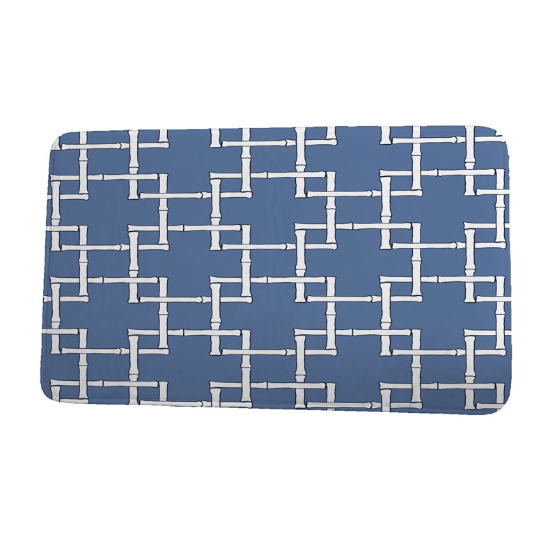Tapis de bain en rayonne de bambou 1, l 17 po x L 24 po, bleu