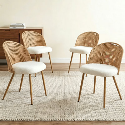 Chaises de salle à manger confortables, style rustique moderne en rotin et métal pour la cuisine