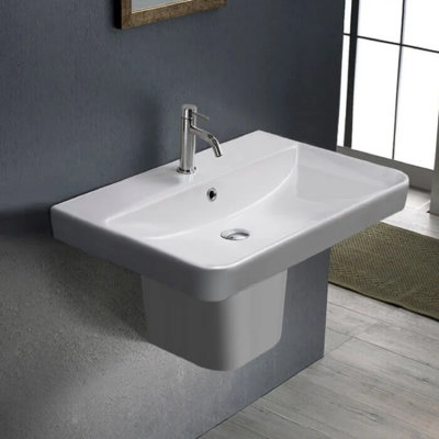 Lavabo de salle de bain rectangulaire en céramique avec trop-plein 18,8 po CeraStyle