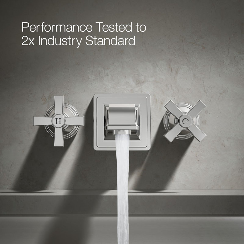 Pinstripe Pure Deck-Mount High-Flow Bath Valve Trim with Cross Handles, Handles Only, Valve Not Included, Polished Chrome