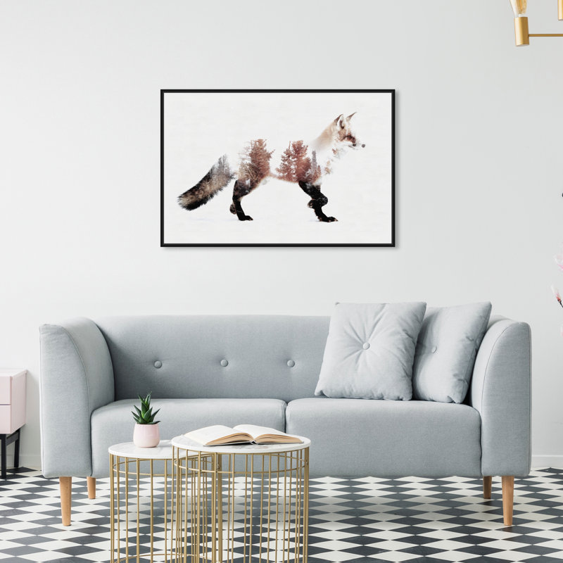 The Fox - reproduction d'impression, Toile avec cadre noir, H 20 po x l 30 po x P 1,5 po