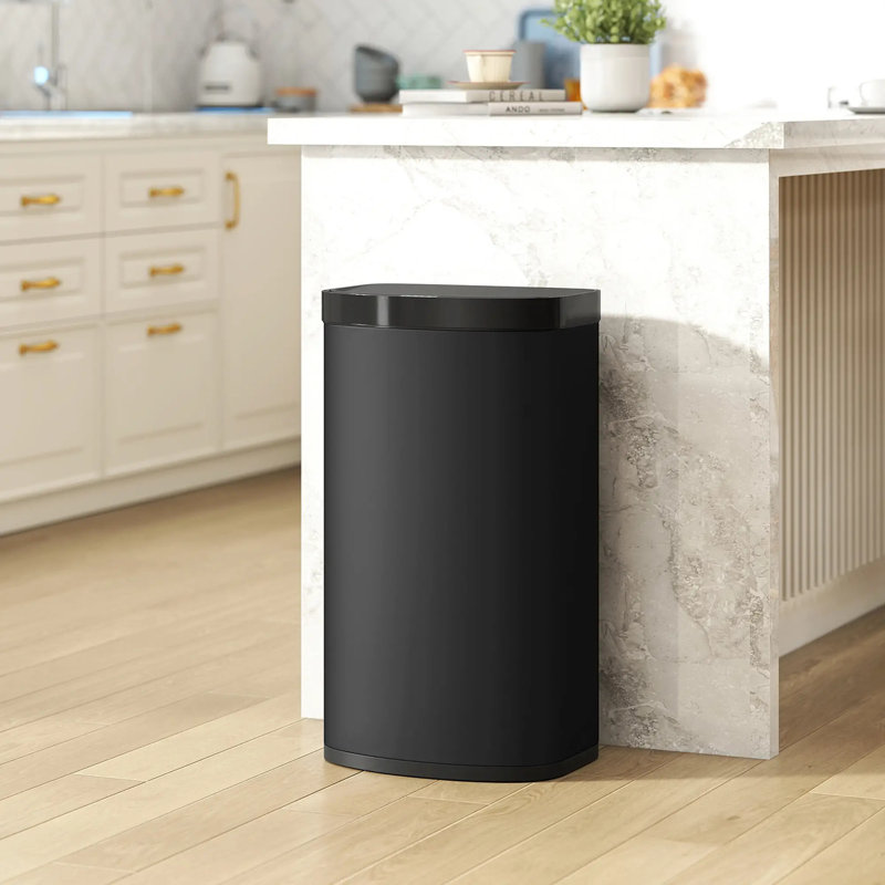 Stainless Steel Sensor Kitchen Trash Can - 55L, Black