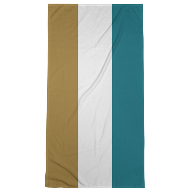 Cotton Blend Beach Towel, Light Gold/Blue