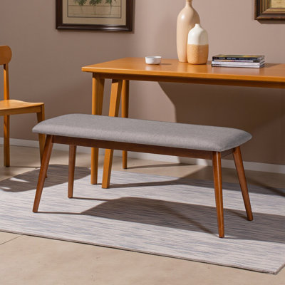Erithon Dining Bench in Light Grey with Medium Brown Finishing, 17.41" H X 40.67" W X 15.07" D