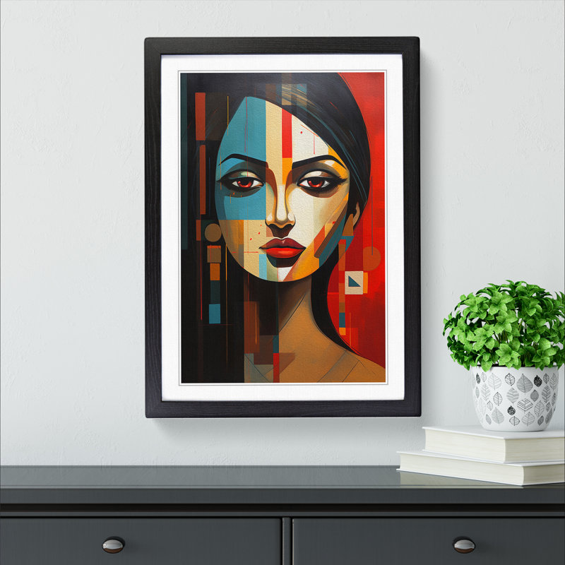 Indian Woman Constructivism - Framed Print, Black Framed, 34cm H x 25cm W x 2cm D