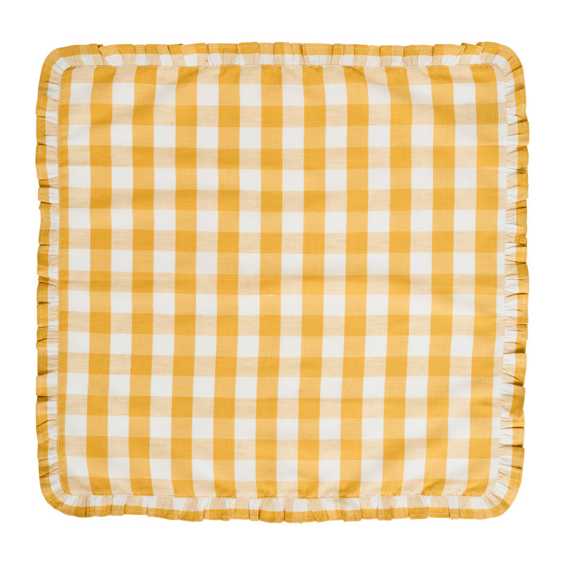 Gingham Ruffle Napkin, Sunshine