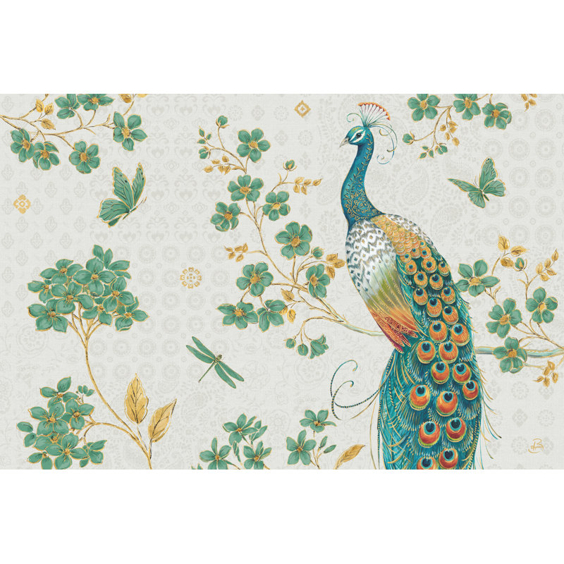Ornate Peacock IV - Wrapped Canvas Painting, 30cm H x 46cm W