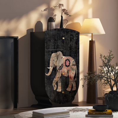 Armoire décorative française à motif d'éléphants
