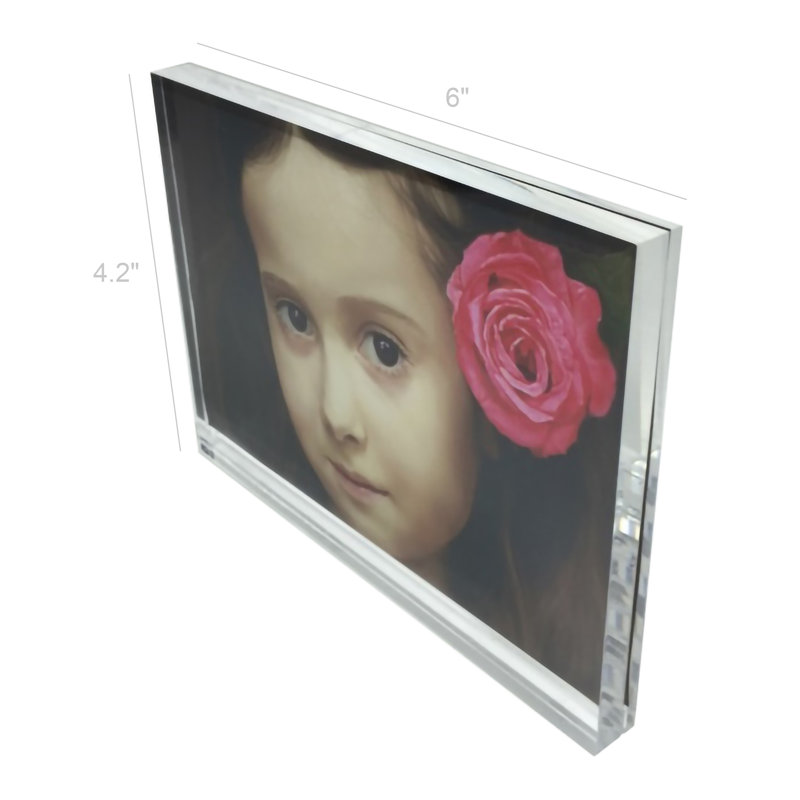 Overmere 6 X 4 , 4 X 6" Picture Frame, 1/2" ThickMatte Plastic Magnetic Frame in Clear