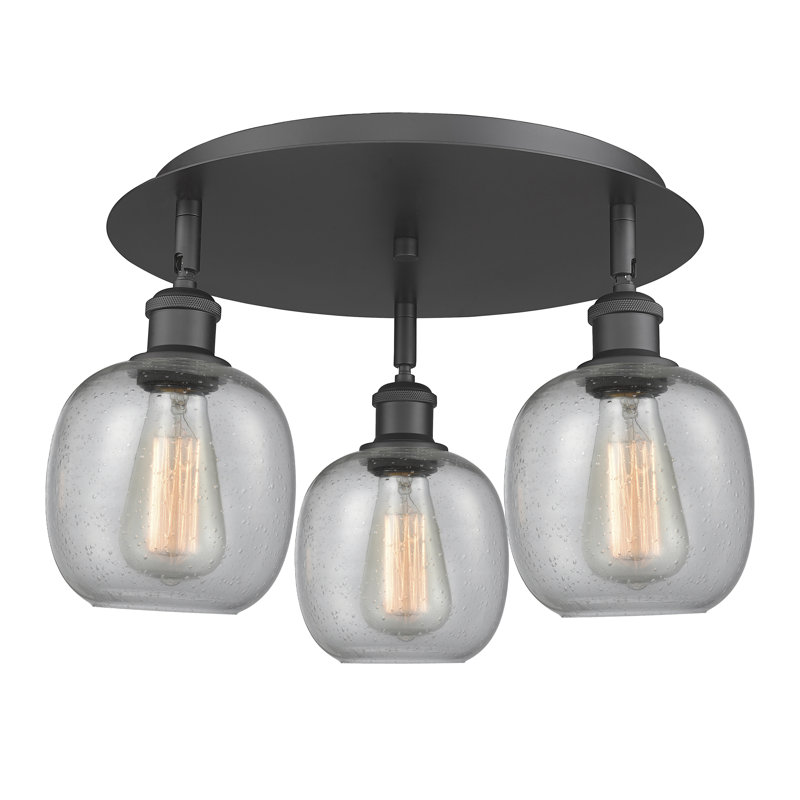 Plafonnier semi-encastré en verre Alve, Grainé, Noir mat